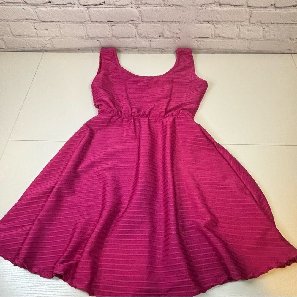 B Smart Hot Pink Ribbed Fit and Flare Dress Size 6 1107